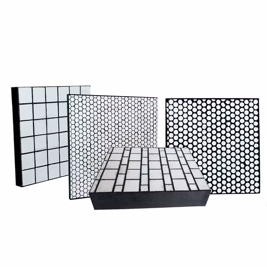 Doublure en céramique Zta à dos en caoutchouc et composite résistant à l'usure pour bacs